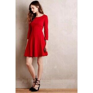 Anthropologie Sunday In Brooklyn Crosstown Skater Dress Red Women's Sz XL